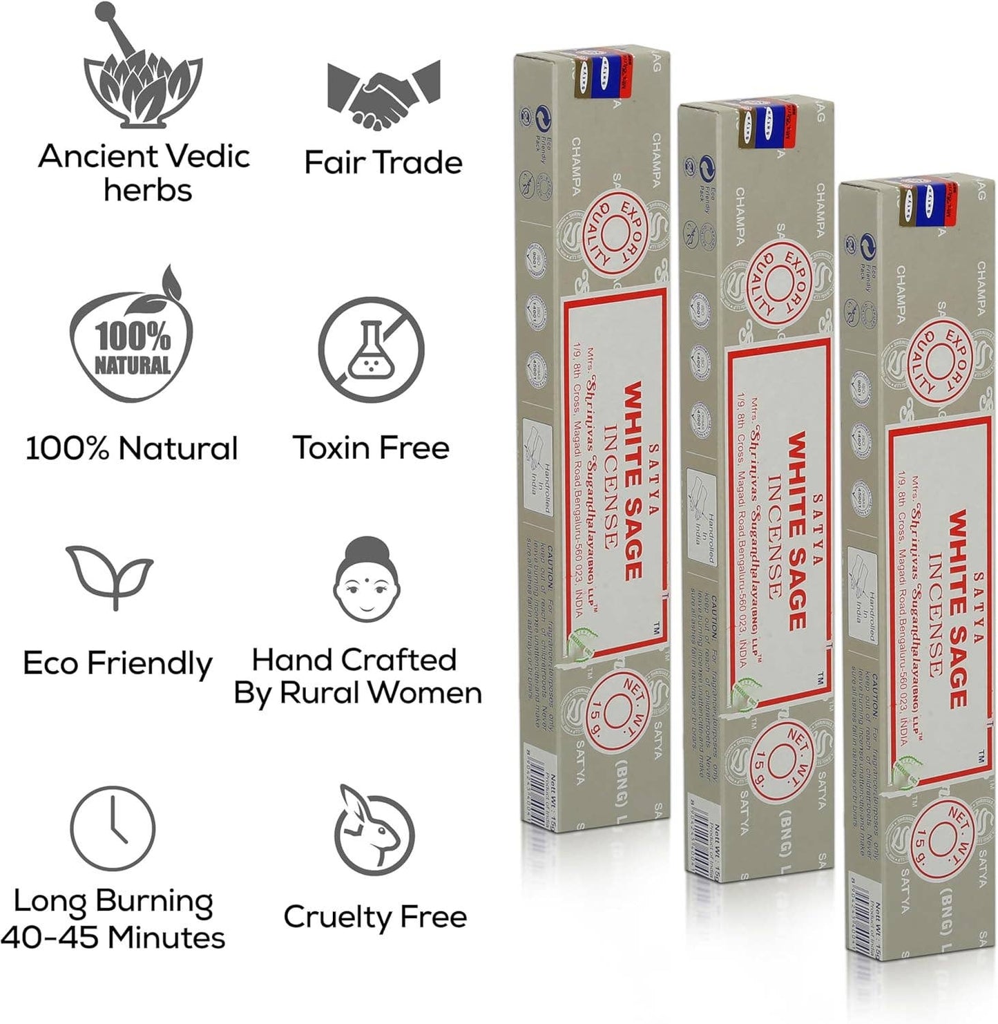 Satya White Sage Incense Sticks 15g Natural Aromatherapy