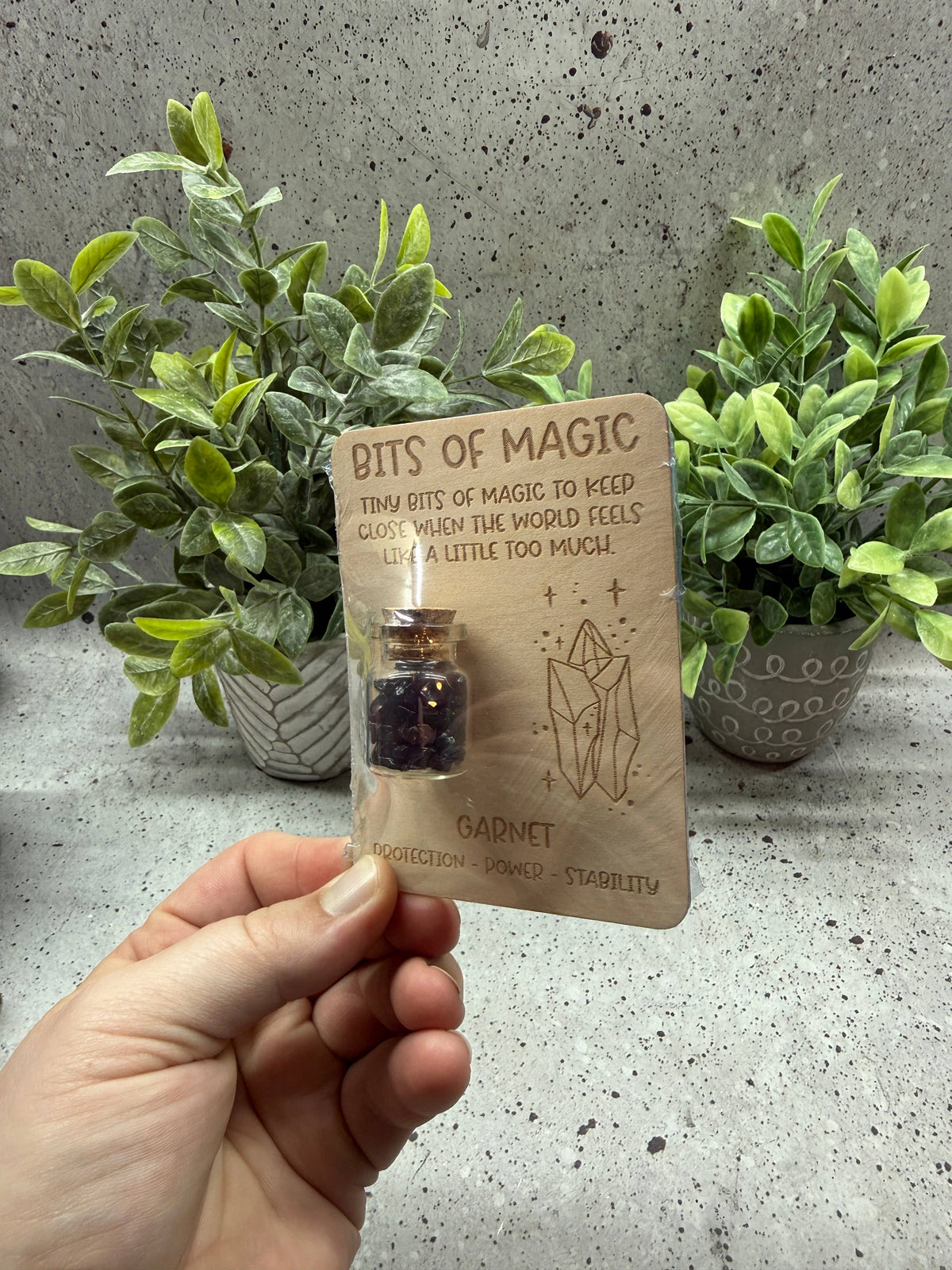 Garnet Crystal Chip Jar with Card