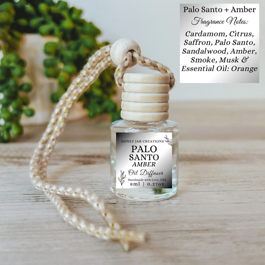 Hanging Car Diffusers | Palo Santo Amber | Made in USA
