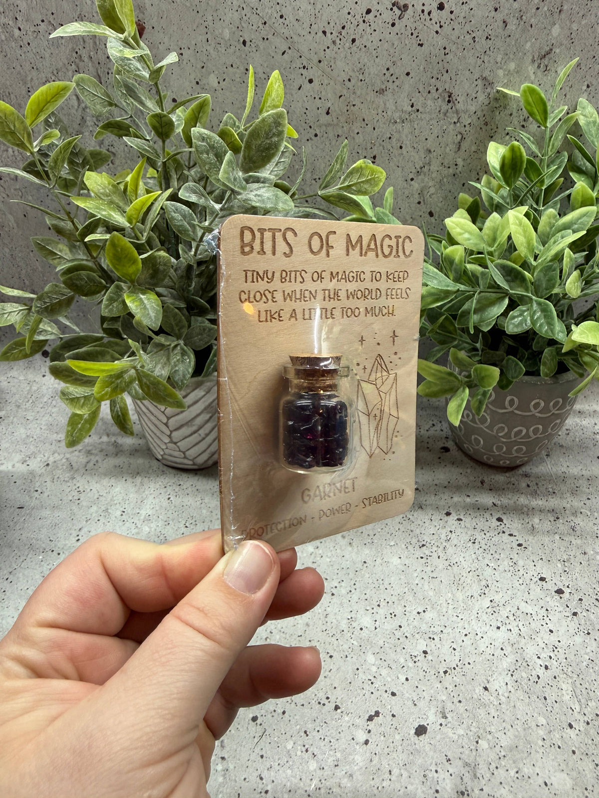 Garnet Crystal Chip Jar with Card