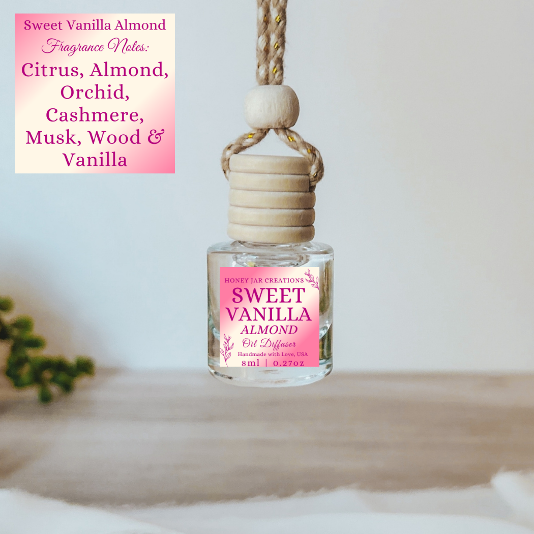 Hanging Car Diffusers | Sweet Vanilla Almond | Made in USA