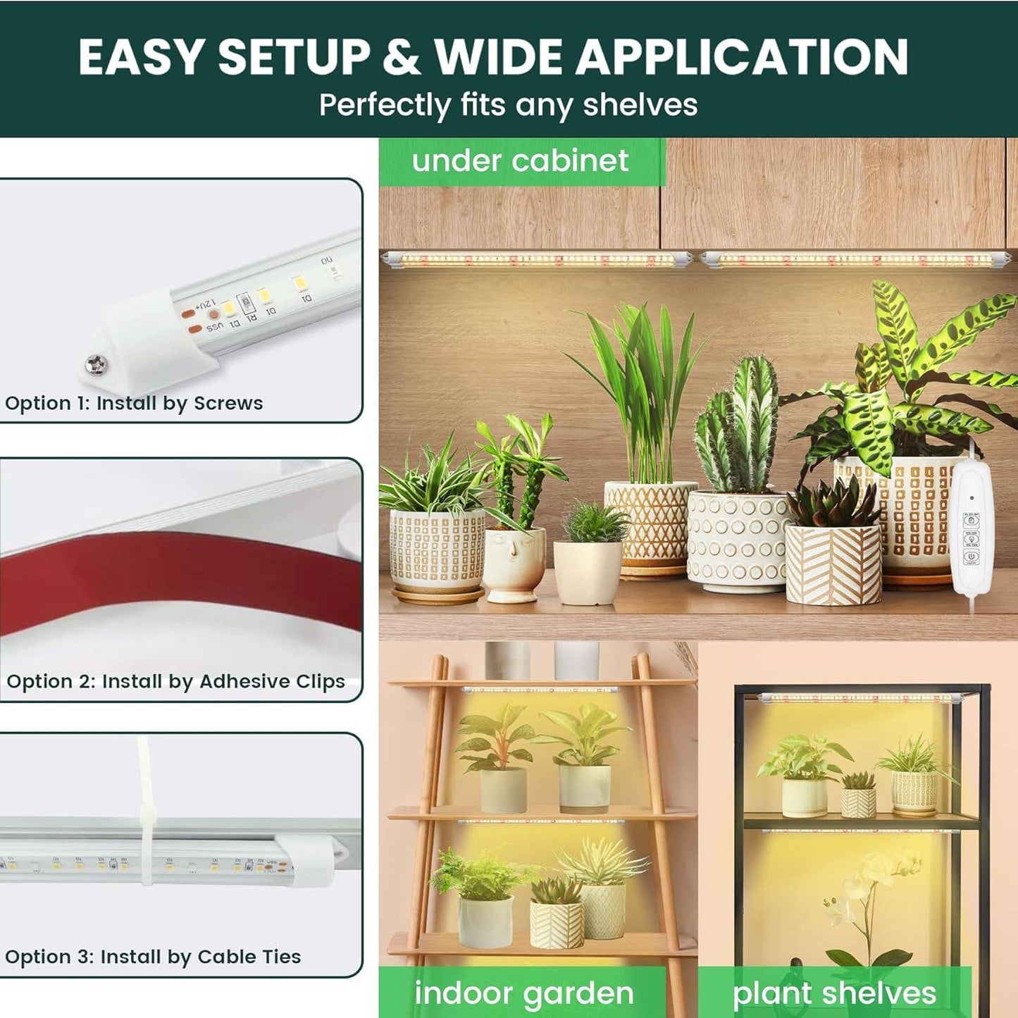 EASY GROW, 1.5ft Grow Light Bars, 4000K, 4 pcs