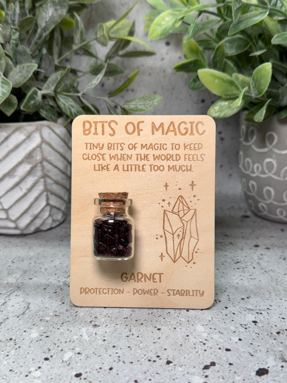 Garnet Crystal Chip Jar with Card