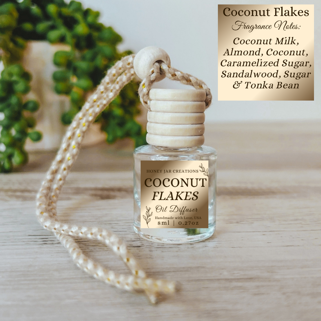 Hanging Car Diffusers | Coconut Flakes | Made in USA
