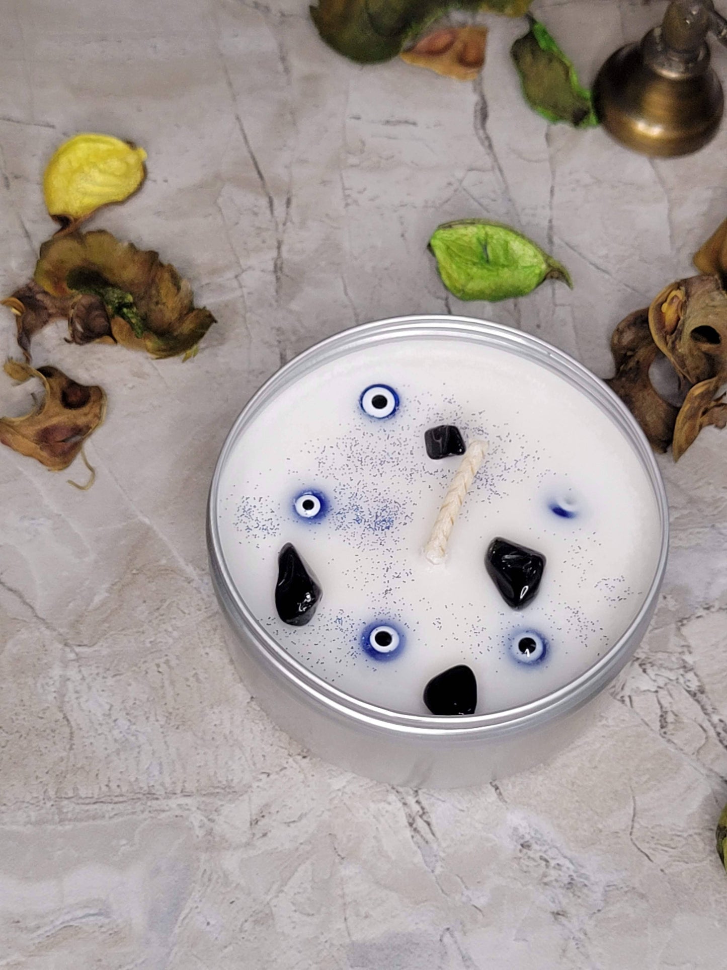 Crystal Candles 4oz Crystals Aromatherapy Flowers