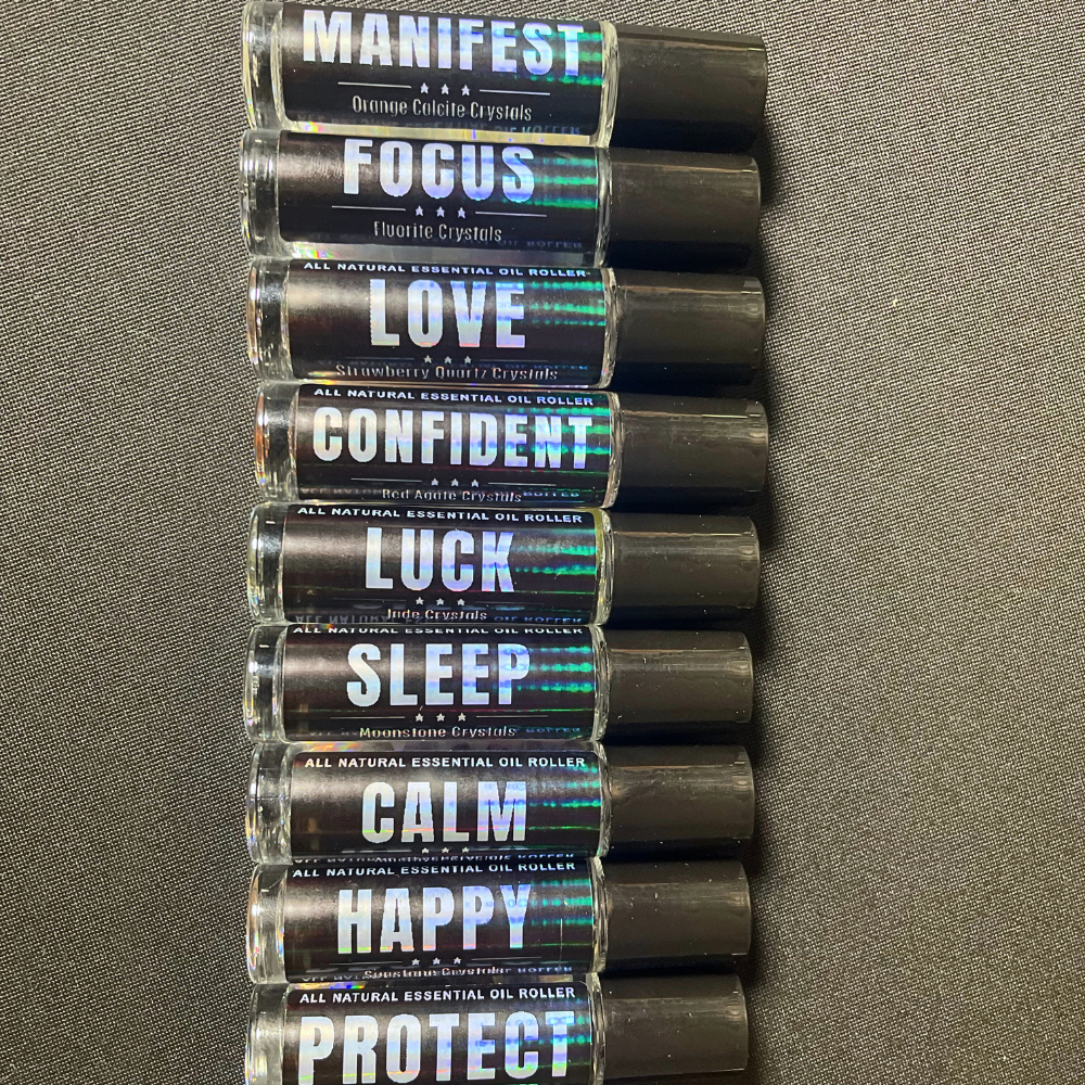 Crystal Infused Essential Oil Roller Premium Collection