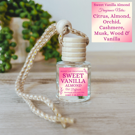 Hanging Car Diffusers | Sweet Vanilla Almond | Made in USA