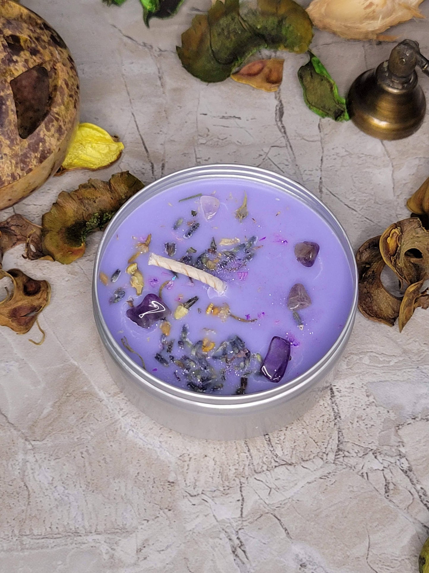 Crystal Candles 4oz Crystals Aromatherapy Flowers